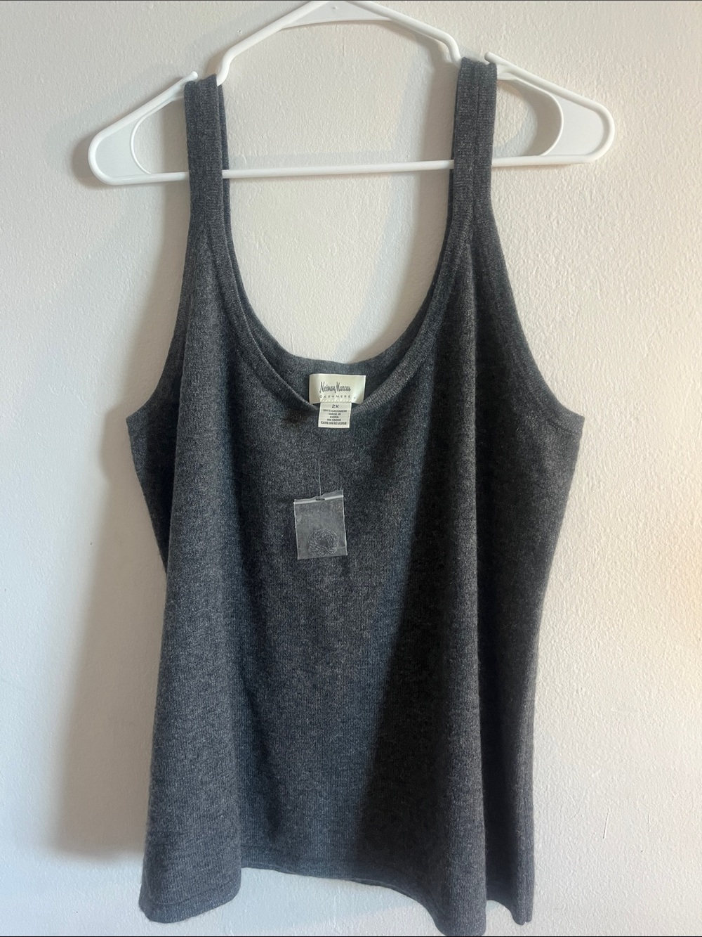 Cashmere Charcoal Gray Knit Tank Top